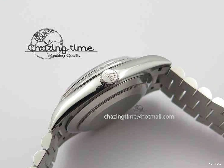 MiroTime 0116 Minimalist Day Date 40mm SS BP Maker Best Edition Diamond Bezel Silver Dial On SS Bracelet A 3697